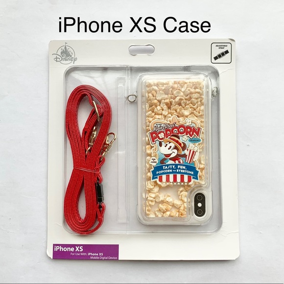 NWT Disney Parks Mickey Popcorn IPhone XS Case Straps Main Street - Picture 1 of 2